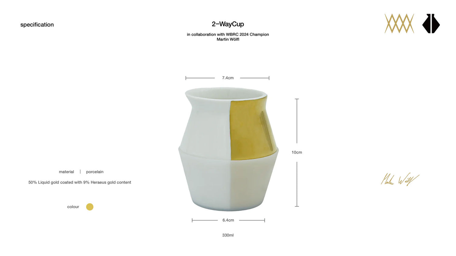 Größenangaben der 2-waycup Gold Special Edition