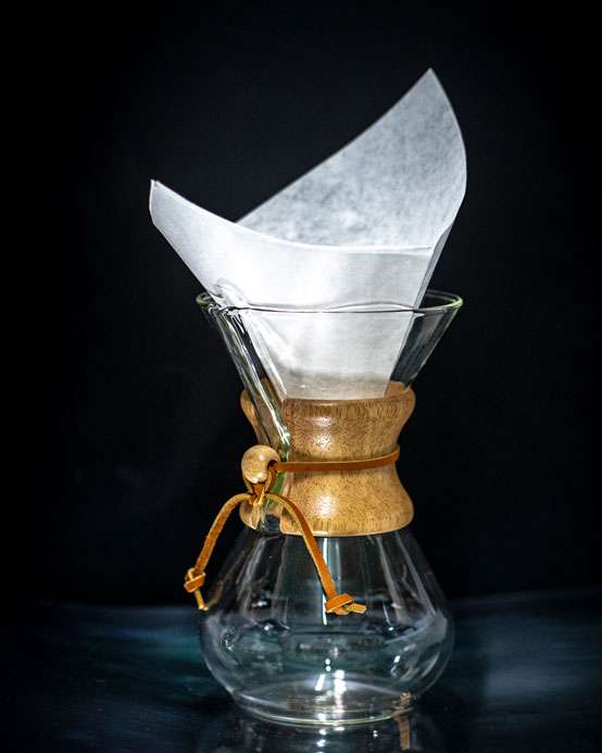 eine Chemex mit Filterpapier