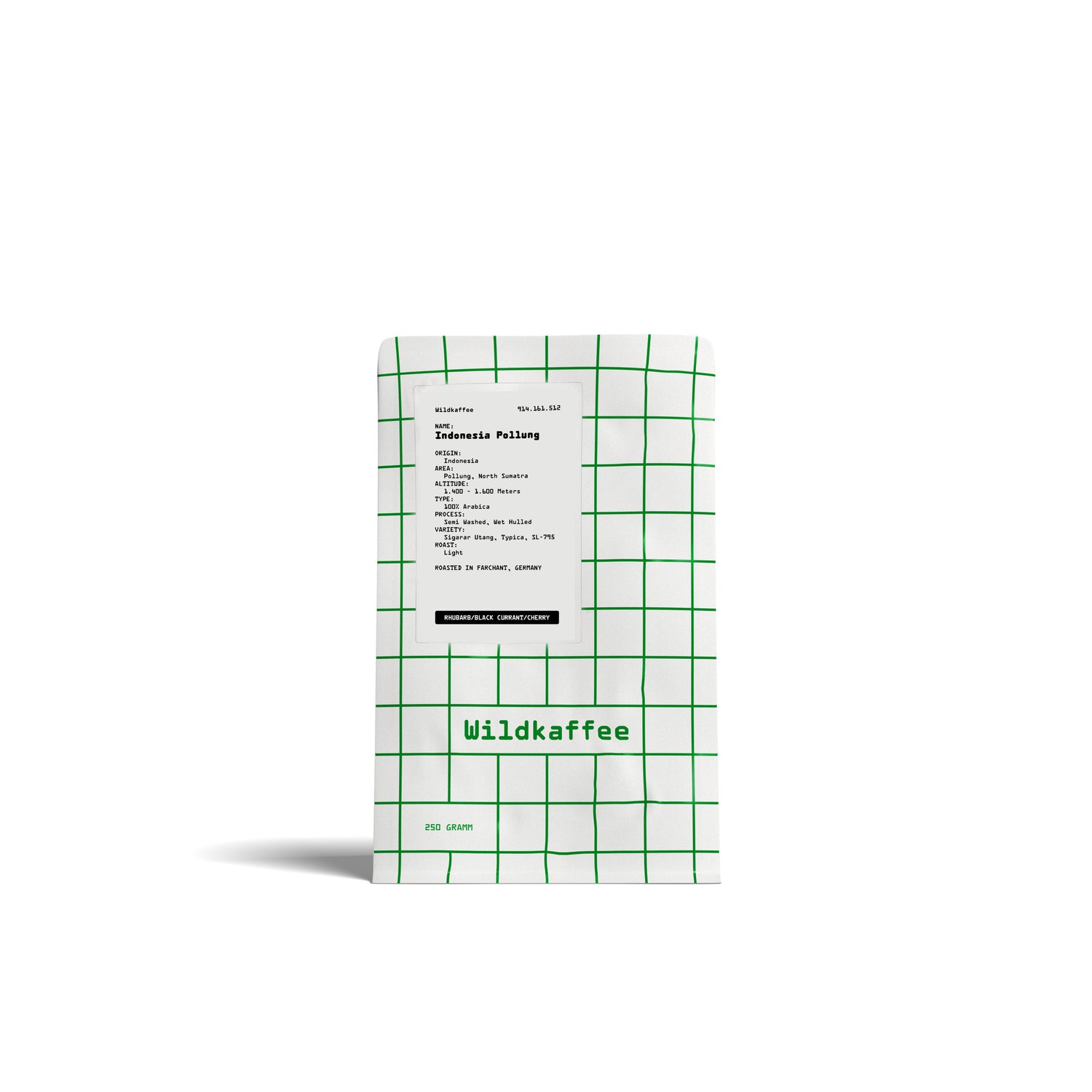 weiße Packung  mit grünem Gitter, Indonesia Pollung