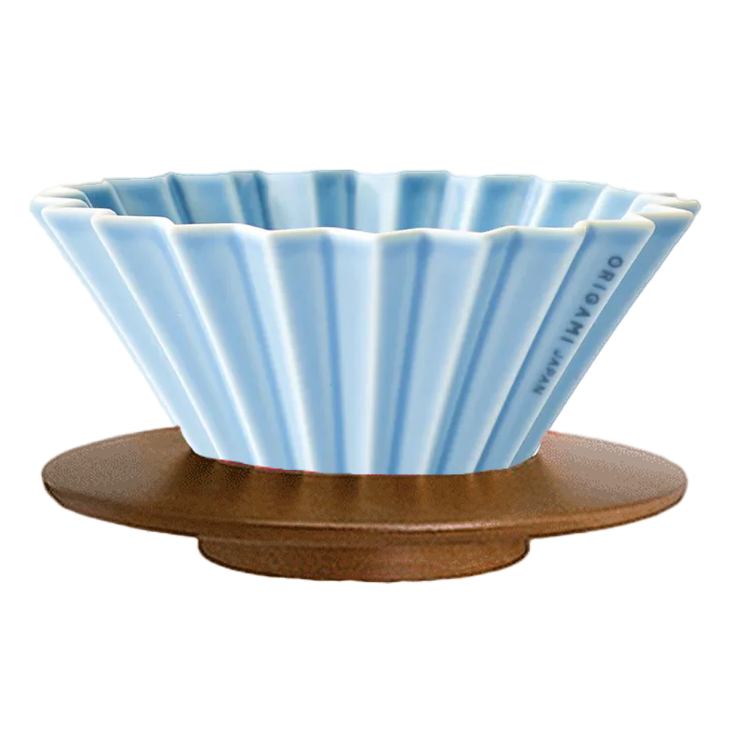 Origami-Dripper-M-matteblue-mit-Holz
