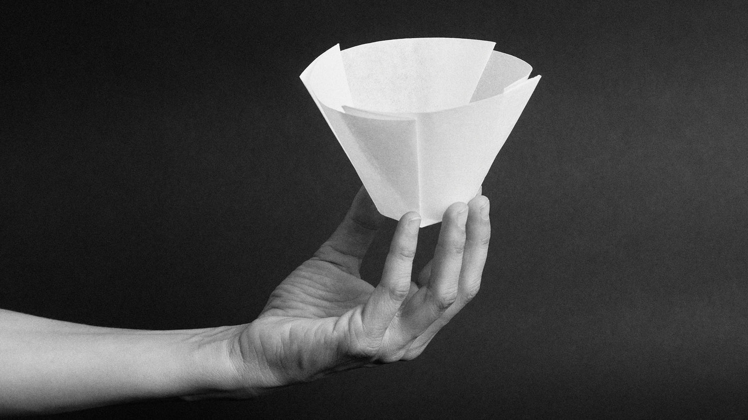 Hand hält Sibarist-Filterpapier