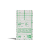 weiße Kaffeepackung mit grünem Raster und Text