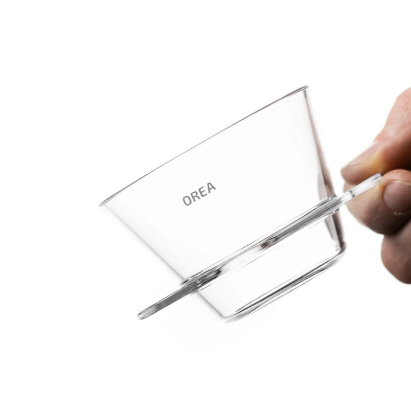 durchsichtiger Dripper mit Orea Schriftzug