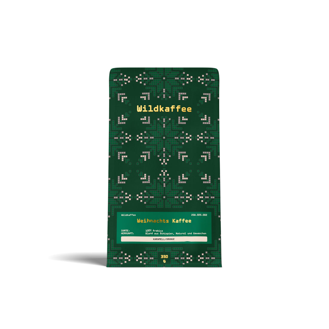grüne Packung Weihnachtskaffee, grünes Etikett